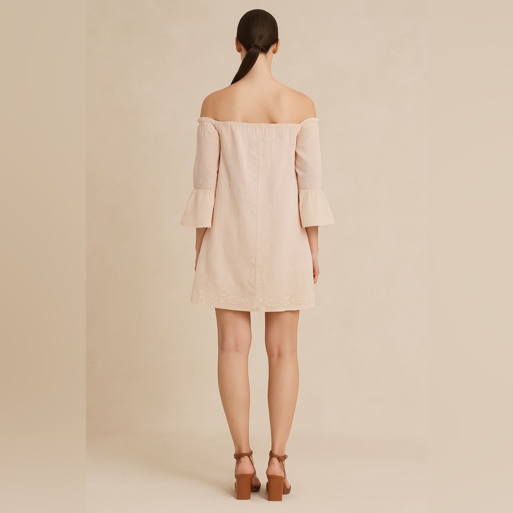 Foxiedox Blush Pink Embroidered Off-Shoulder Dress – Size S - Picture 2 of 5